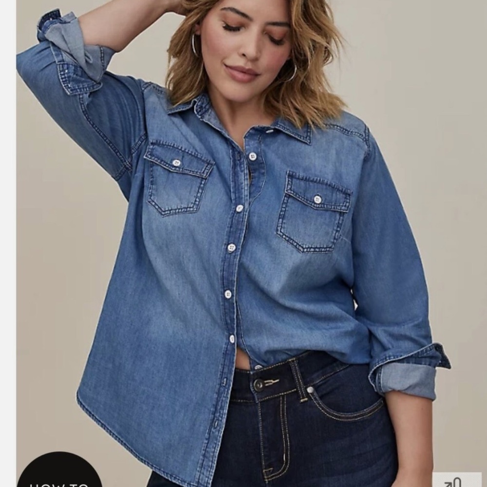 Torrid Chambray Button-Up Shirt